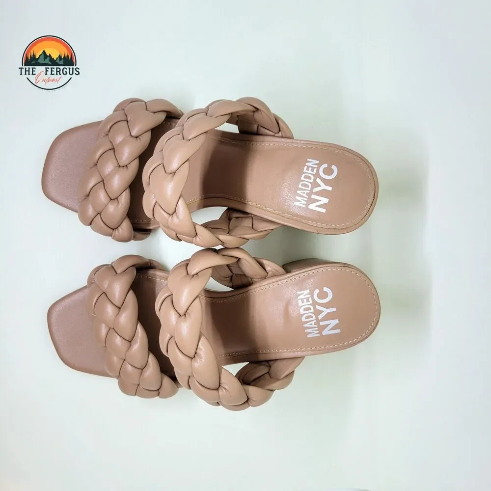 NWT Madden NYC Chic Braided Block Heel Blush Pink Sandals Bohemian Womens Size 8 - Picture 10 of 13